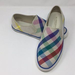 {Burberry} Slip On Check Canvas Skate Sneakers